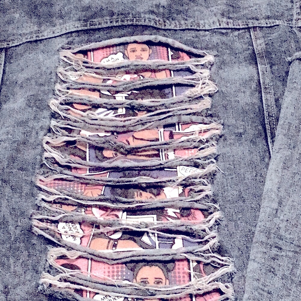 Kroix distress shirt/ jacket with pic SZ S